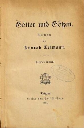 Götter und Götzen : Roman von Konrad Telmann, 6