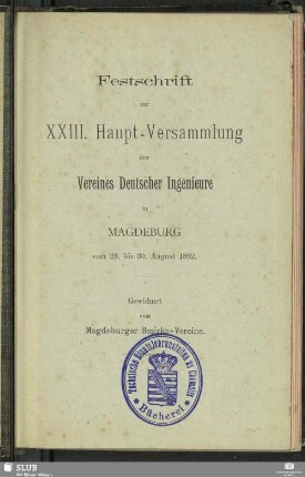 23.1882: Festschrift zur ... Hauptversammlung des Vereins Deutscher Ingenieure