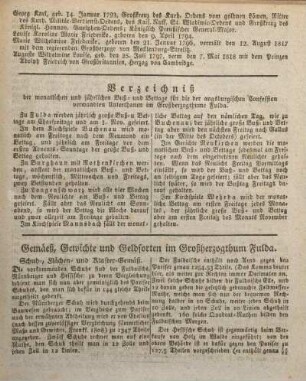 Gemäeß, Gewichte und Geldsorten im Großherzogthum Fulda.