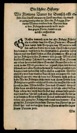 Wie Florions Vatter die Bottschafft erfuhr/ das sein Son war ein Christ worden/ ...