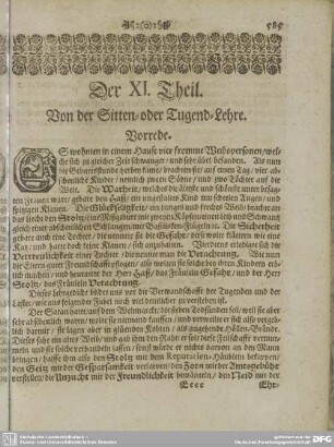 Der XI. Theil. Von der Sitten= oder Tugend=Lehre.
