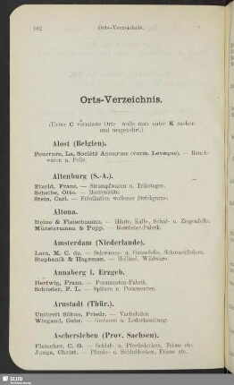 Orts-Verzeichnis