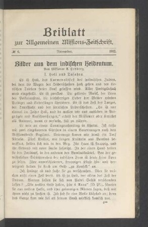 Beiblatt N° 6. November. 1912