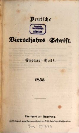 Deutsche Vierteljahrs-Schrift. 1855,1/2