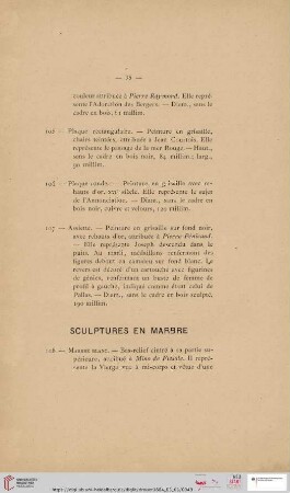 Sculptures en Marbre (Nr. 108 - 117)