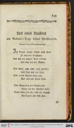 Lied eines Knabens am Geburts-Tage seines Großvaters