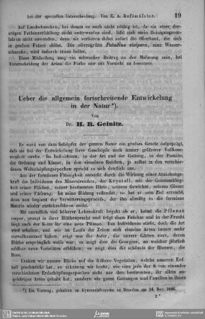 Ueber die allgemein fortschreitende Entwicklung in der Natur.