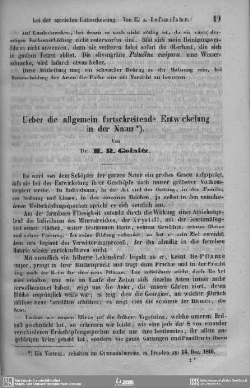 Ueber die allgemein fortschreitende Entwicklung in der Natur.