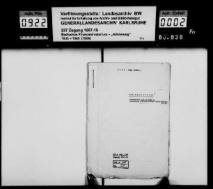 Katz, Hugo Israel, Kaufmann früher Bruchsal jetzt Amsterdam Käufer: Landkreis Bruchsal Lagerbuch-Nr. 1181 d Bruchsal