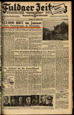 Ausgabe vom Dienstag, den 02. Februar 1943.