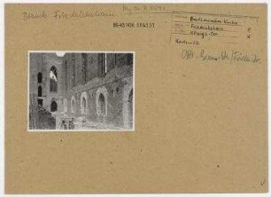 Bartholomäuskirche im Wiederaufbau. Berlin, Friedrichshain, Königs-Tor, Otto-Braun-Straße/Friedenstraße