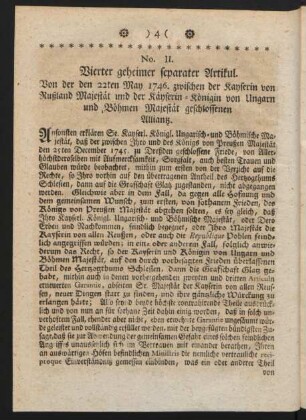 No. II. Vierter geheimer separater Artikul