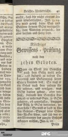 Nöthige Gewissens-Prüfung nach den zehen Geboten.