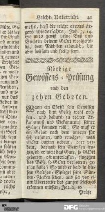 Nöthige Gewissens-Prüfung nach den zehen Geboten.