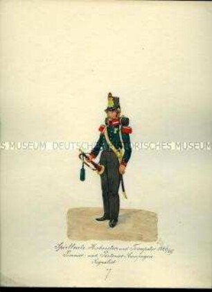 Uniformdarstellung, Signalist der Pionier- und Pontonier-Kompanie, Sachsen, 1846/1849.
