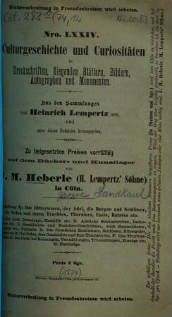 Culturgeschichte und Curiositäten, Abth. Q. Das Ritterwesen, ...