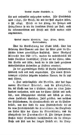 Berlins einzelne Stadtheile. Lage, Klima, Größe, Gasbeleuchtung