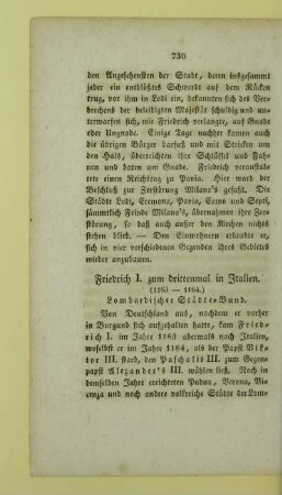 Friedrich I. zum drittenmal in Italien. (1163 - 1164.) Lombardischer Staedte-Bund