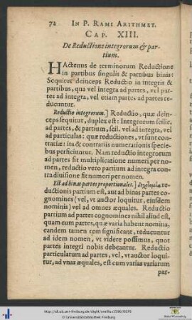 Cap. XIII. De Reductione integrorum & partium