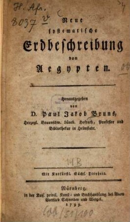 Neue systematische Erdbeschreibung von Aegypten