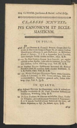 Classis XXVIII. Jus Canonicum Et Ecclesiasticum