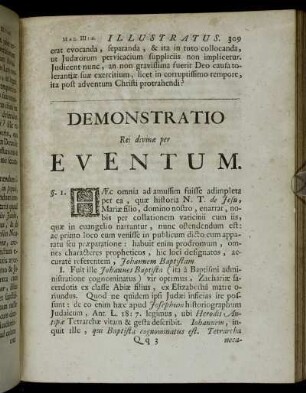 Demonstratio Rei divinæ per Eventum.