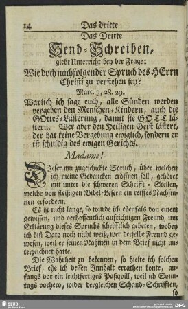 Das Dritte Send-Schreiben