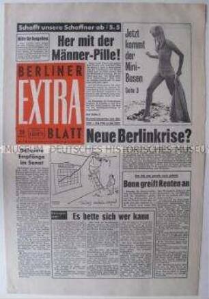 Linke Boulevard-Zeitung "Berliner Extra Blatt" u.a. über Prostitution und zum Kampf der IG Metall in Berlin (West)