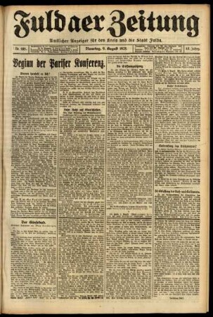 Ausgabe vom Dienstag, den 09. August 1921.