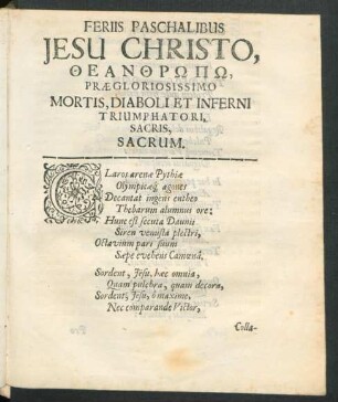 Feriis Paschalibus Jesu Christo ...