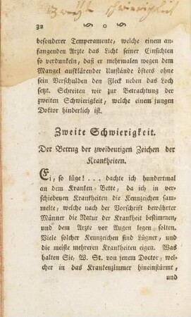 Zweite Schwierigkeit. Der Betrug der zweideutigen Zeichen der Krankheiten.
