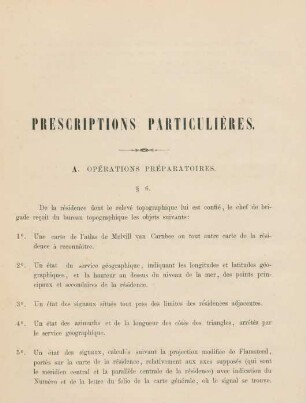Prescriptions particulières