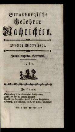 3. Vierteljahr. Julius, Augustus, September, 1784.