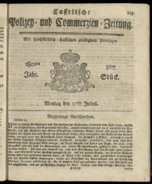 31tes Stueck, Montag den 27ten Julius 1801