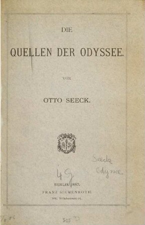 Die Quellen der Odyssee