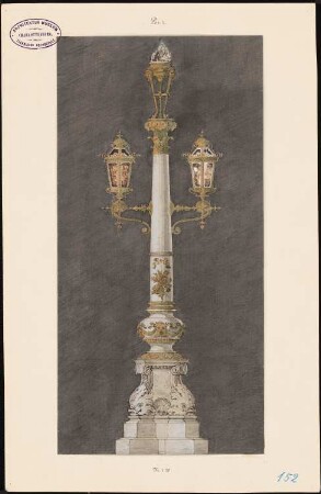 Königliche Oper (auch: Staatsoper unter den Linden, Lindenoper), Berlin (?): Kandelaber, Ansicht 1:20