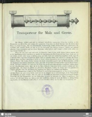 Transporteur für Malz und Gerste