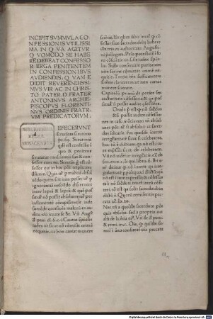 Confessionale "Defecerunt ... Scrutinium quidem est confessio"; [Summa theologica ] De restitutionibus