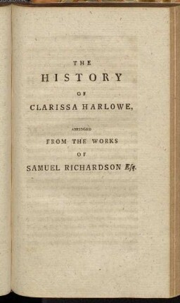 The History Of Clarissa Harlowe