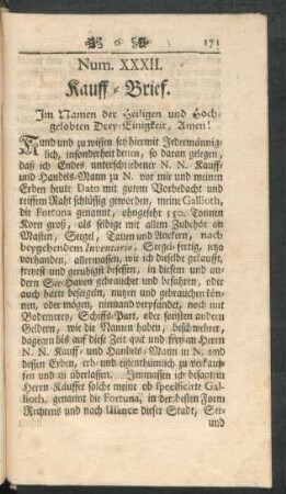 Num. XXXII. Kauff-Brief