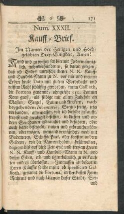 Num. XXXII. Kauff-Brief