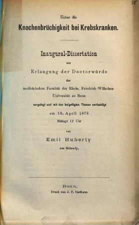 Über die Knochenbrüchigkeit bei Krebskranken