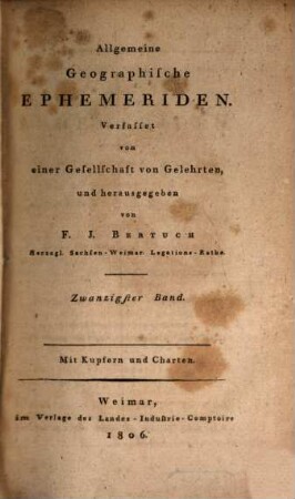 Allgemeine geographische Ephemeriden. 20. 1806