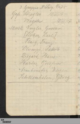 Namensliste "3. Gruppe, II. Zug, 8/475"