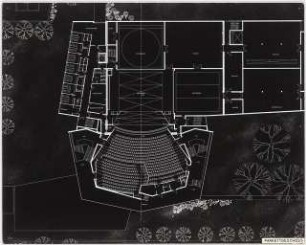 Stadttheater, Trier: Grundriss Parkettgeschoss (Ausstellungstafel der »Prague Quadrennial of the Theatre Design and Architecture« 1967)