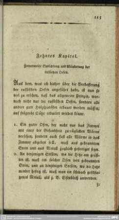 Zehntes Kapitel. Fernerweite Einrichtung und Abänderung der russischen Oefen