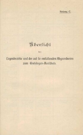 Übersicht der Logenbezirke und der auf sie entfallenden Abgeordneten zum Grosslogen-Ausschuss