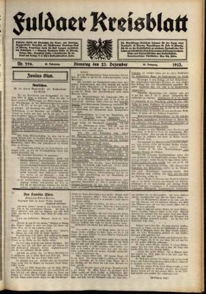 Zweite Ausgabe vom Dienstag, den 23. Dezember 1913.
