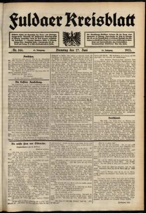 Ausgabe vom Dienstag, den 27. Juni 1911.