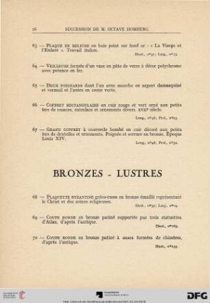 Bronzes - Lustres (Nr. 68-85)